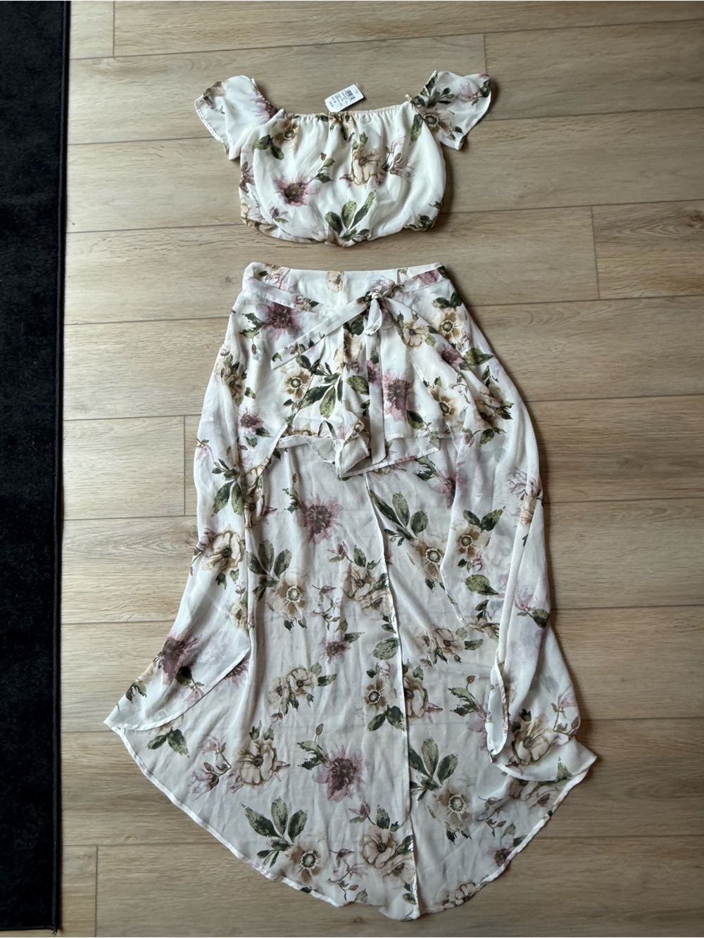 Windsor Cream Floral Two-Piece Skirt Set